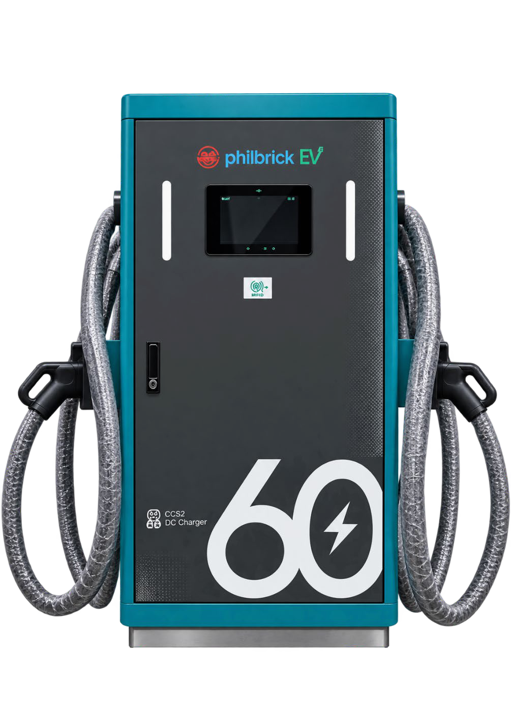 PhilbrickEV DC fast charger with dual CCS2 charging cables